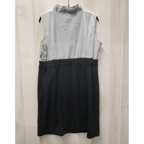 New York & Company Sleeveless Dress, Black & White Striped, Ruffle, XL, Side zip - Picture 5 of 7